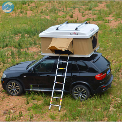 130x216x100cm Tente de toit de voiture hors route avec pièce annexe beige et conception de coque dure