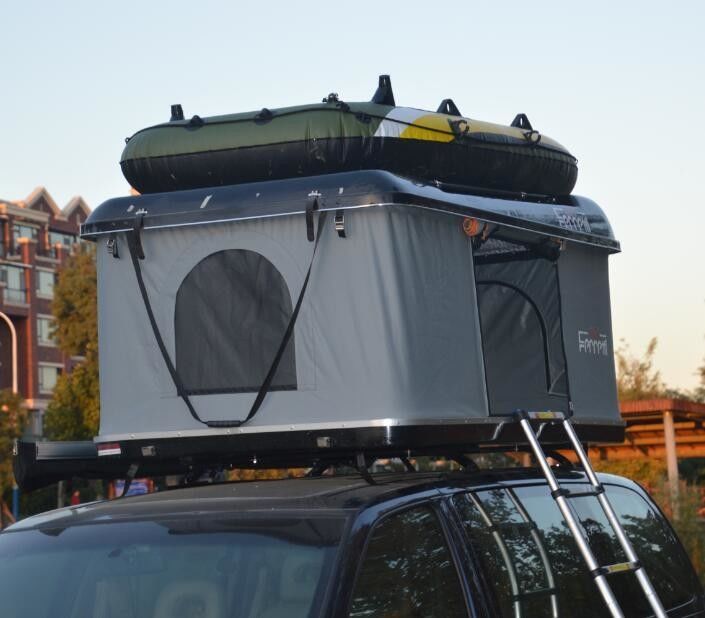 Voyage en plein air Randonnée à la coque dure Tente de toit de voiture avec tissu et coque en fibre de verre